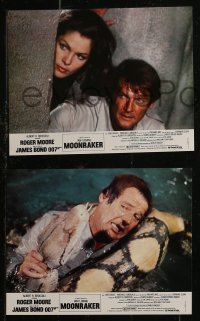 9d0075 MOONRAKER 8 French LCs 1979 many images of Roger Moore as James Bond, different!