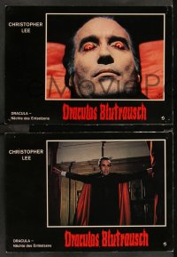 9d0121 SCARS OF DRACULA 8 German LCs R1970s w/ border images of Christopher Lee, Hammer horror!