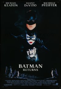 9f0725 BATMAN RETURNS 1sh 1992 Michael Keaton, Danny DeVito, Michelle Pfeiffer, Tim Burton!