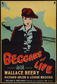9f0730 BEGGARS OF LIFE 1sh R2017 Wallace Beery, wonderful vintage style artwork of Louise Brooks!