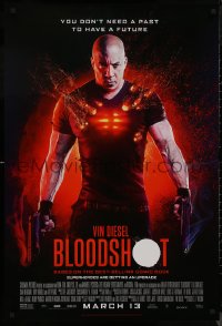 9f0746 BLOODSHOT advance DS 1sh 2020 cool image of Vin Diesel in the title role with two guns!