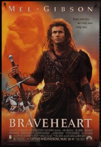 9f0751 BRAVEHEART advance DS 1sh 1995 Mel Gibson as William Wallace in the Scottish Rebellion!
