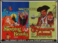 9f0501 TREASURE ISLAND/SLEEPING BEAUTY British quad 1960s Walt Disney kids double-bill!