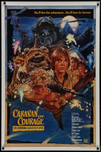 9f0762 CARAVAN OF COURAGE style B int'l 1sh 1984 An Ewok Adventure, Star Wars, art by Drew Struzan!