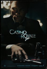 9f0765 CASINO ROYALE int'l teaser DS 1sh 2006 Craig as Bond at poker table with gun!