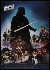 9f0132 EMPIRE STRIKES BACK 15x21 commercial poster 1980 Darth Vader looking over cast montage!