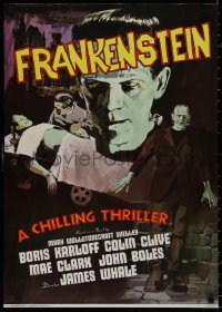 9f0134 FRANKENSTEIN 20x28 commercial poster 1976 great portrait of Boris Karloff as the monster!