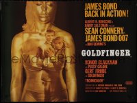 9f0136 GOLDFINGER 27x36 English commercial poster 1980s art of Connery as James Bond + golden girl!