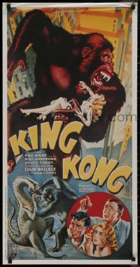 9f0137 KING KONG 19x37 German commercial poster 2000s artwork of giant ape from original three-sheet!