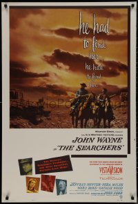 9f0144 SEARCHERS 27x40 commercial poster 1980s John Ford classic, different image of John Wayne!