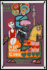 9f0576 FRAU VENUS UND IHR TEUFEL Cuban R1990s silkscreen art of knight on horse by Eduardo Munoz Bachs!