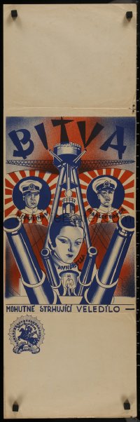 9f0267 LA BATAILLE Czech 12x37 1934 Charles Boyer, Asian Annabella & John Loder, ship guns, rare!
