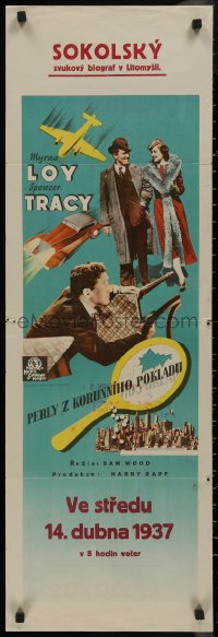 9f0271 WHIPSAW Czech 13x37 1937 sexy jewel thief Myrna Loy, color different images, ultra rare!