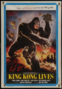 9f0531 KING KONG LIVES Egyptian poster 1987 different art of huge ape with baby by Enzo Sciotti!