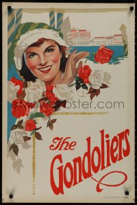 9f0157 GONDOLIERS stage play English double crown 1910s cool art of pretty queen-to-be Casilda!