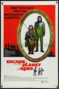 9f0812 ESCAPE FROM THE PLANET OF THE APES 1sh 1971 meet Baby Milo who has Washington terrified!