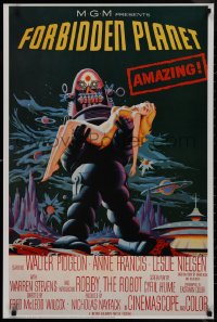 9f0055 FORBIDDEN PLANET 24x36 video poster R1993 classic art of Robby the Robot carrying sexy Anne Francis!