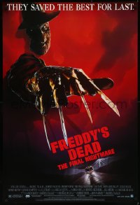 9f0833 FREDDY'S DEAD 1sh 1991 great art of Robert Englund as Freddy Krueger!