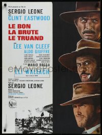 9f0447 GOOD, THE BAD & THE UGLY French 23x31 R1970s Clint Eastwood, Lee Van Cleef, Sergio Leone!