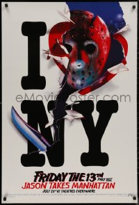 9f0838 FRIDAY THE 13th PART VIII recalled teaser 1sh 1989 Jason Takes Manhattan, I love NY in July!