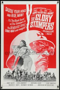 9f0847 GLORY STOMPERS 1sh 1967 AIP biker, Dennis Hopper, wild image of bikers on the rampage!