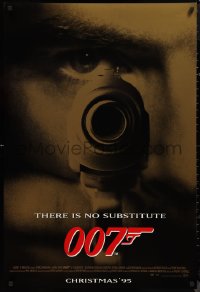 9f0851 GOLDENEYE advance DS 1sh 1995 Pierce Brosnan as James Bond 007, cool gun & eye close up!