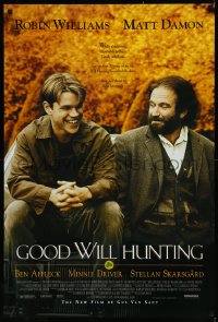 9f0852 GOOD WILL HUNTING 1sh 1997 great image of smiling Matt Damon & Robin Williams!