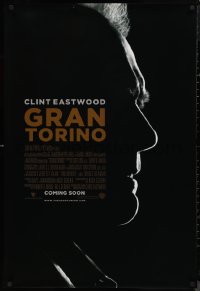 9f0854 GRAN TORINO advance DS 1sh 2008 cool shadowy silhouette profile of Clint Eastwood!