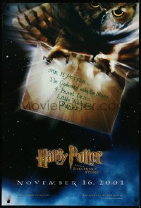 9f0878 HARRY POTTER & THE PHILOSOPHER'S STONE teaser DS 1sh 2001 Hedwig the owl, Sorcerer's Stone!