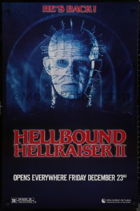 9f0882 HELLBOUND: HELLRAISER II teaser 1sh 1988 Clive Barker, close-up of Pinhead, he's back!