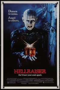 9f0883 HELLRAISER 1sh 1987 Clive Barker horror, great image of Pinhead, he'll tear your soul apart!