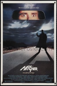 9f0886 HITCHER 1sh 1986 creepy hitchhiker Rutger Hauer, C. Thomas Howell, never pick-up a stranger!