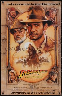 9f0905 INDIANA JONES & THE LAST CRUSADE int'l advance 1sh 1989 art of Ford & Connery by Drew!