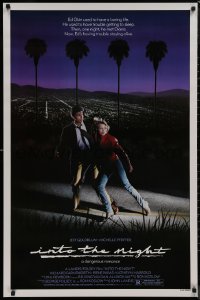 9f0911 INTO THE NIGHT 1sh 1985 cool image of Jeff Goldblum & Michelle Pfeiffer on the run!