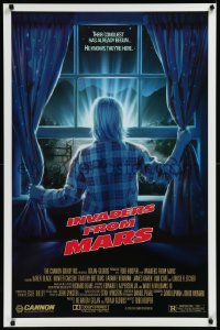 9f0912 INVADERS FROM MARS 1sh 1986 Tobe Hooper, art by Mahon, he knows they're here, R-rated!