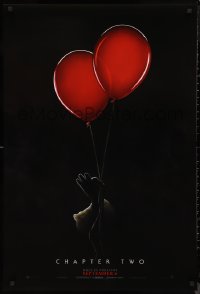 9f0920 IT CHAPTER TWO teaser DS 1sh 2019 King, creepy image of Pennywise holding two red balloons!