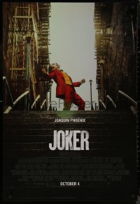 9f0929 JOKER advance DS 1sh 2019 Joaquin Phoenix as the DC Comics villain at the top of the steps!