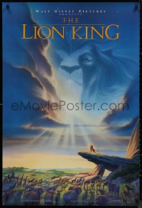 9f0953 LION KING DS 1sh 1994 Disney Africa, John Alvin art of Simba on Pride Rock with Mufasa in sky