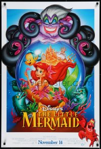 9f0954 LITTLE MERMAID advance DS 1sh R1997 Ariel & cast, Disney underwater cartoon!