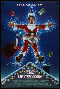 9f0997 NATIONAL LAMPOON'S CHRISTMAS VACATION DS 1sh 1989 Consani art of Chevy Chase, yule crack up!