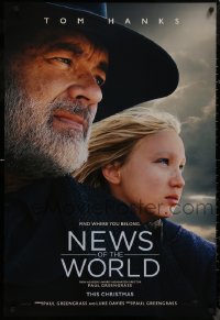9f0999 NEWS OF THE WORLD teaser DS 1sh 2020 close-up of rugged Tom Hanks and Helena Zengel!