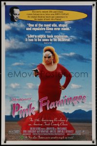 9f1024 PINK FLAMINGOS 1sh R1997 Divine, Mink Stole, John Waters, proud to recycle their trash!