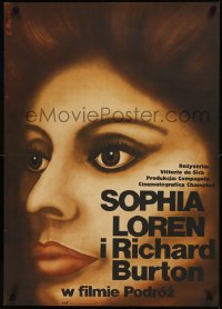 9f0327 VOYAGE Polish 23x32 1976 Vittorio De Sica, Procka art of Sophia Loren!