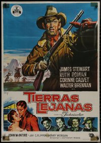 9f0415 FAR COUNTRY Spanish R1966 cool art of James Stewart with rifle by Soligo, Anthony Mann!