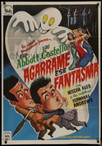 9f0418 HOLD THAT GHOST Spanish R1975 completely different art of scared Bud Abbott & Lou Costello!