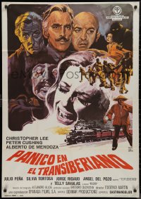 9f0419 HORROR EXPRESS Spanish 1973 Christopher Lee, Peter Cushing, this train is a nightmare of terror!