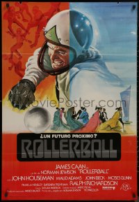 9f0428 ROLLERBALL Spanish 1975 completely different art of James Caan by Marti, Clave & Pico!