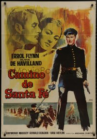 9f0429 SANTA FE TRAIL Spanish R1965 Jano art of Errol Flynn & Olivia De Havilland, Curtiz!