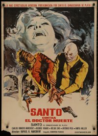 9f0430 SANTO VS DOCTOR DEATH Spanish 1976 masked luchador Santo, completely different Montalban art!