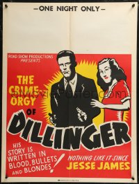 9f0201 DILLINGER 21x28 special poster R1940s bullets & blondes, one night only!